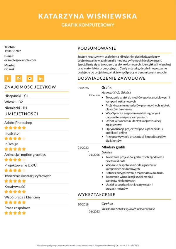 Cv bez zdjecia szablon