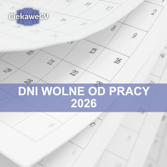 Dni wolne od pracy 2026 – kalendarz dni wolnych 2026