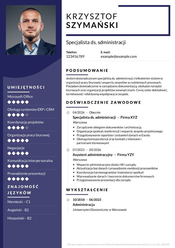 Elegancki druk cv do wypelnienia pdf