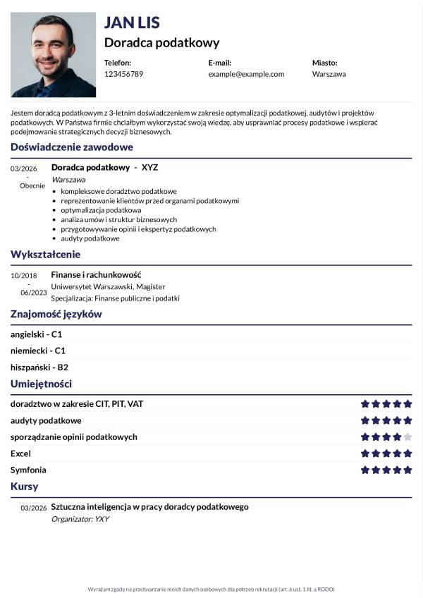 Klasyczny druk cv do wydrukowania