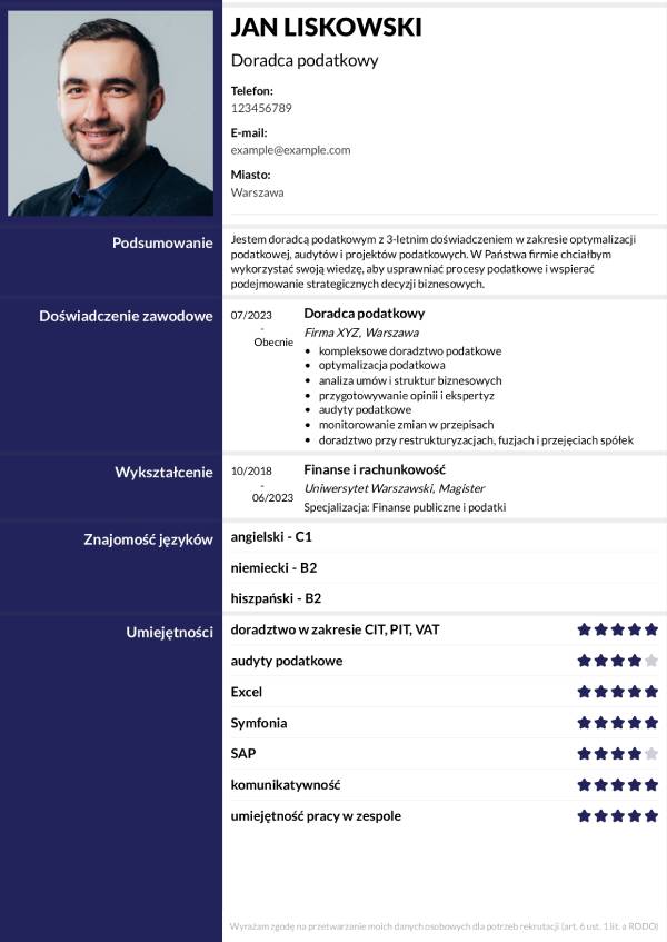 Profesjonalne cv szablon