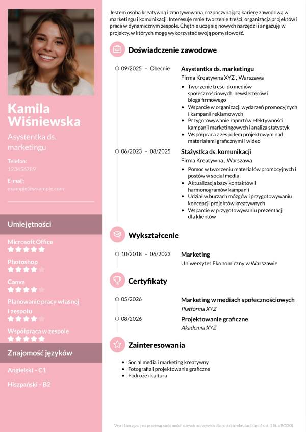 Projekt cv rozowy