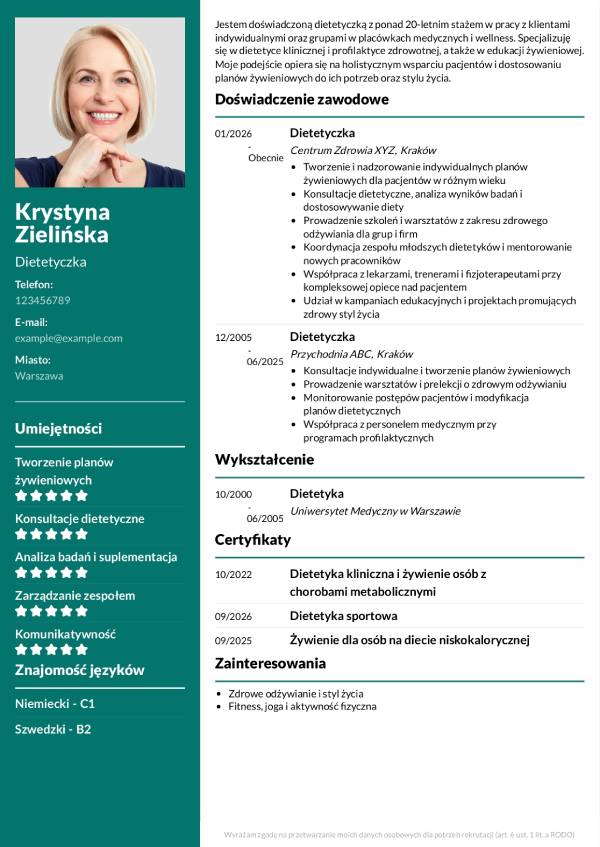 Projekt cv zielony