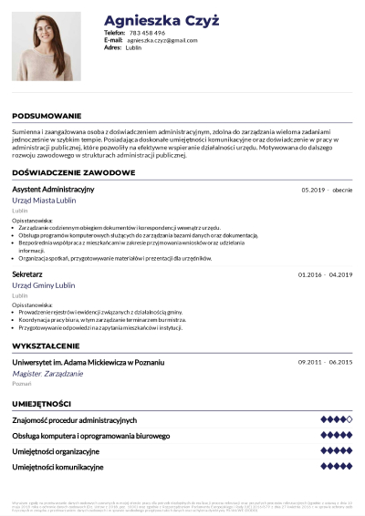 Przykladowe cv do urzedu