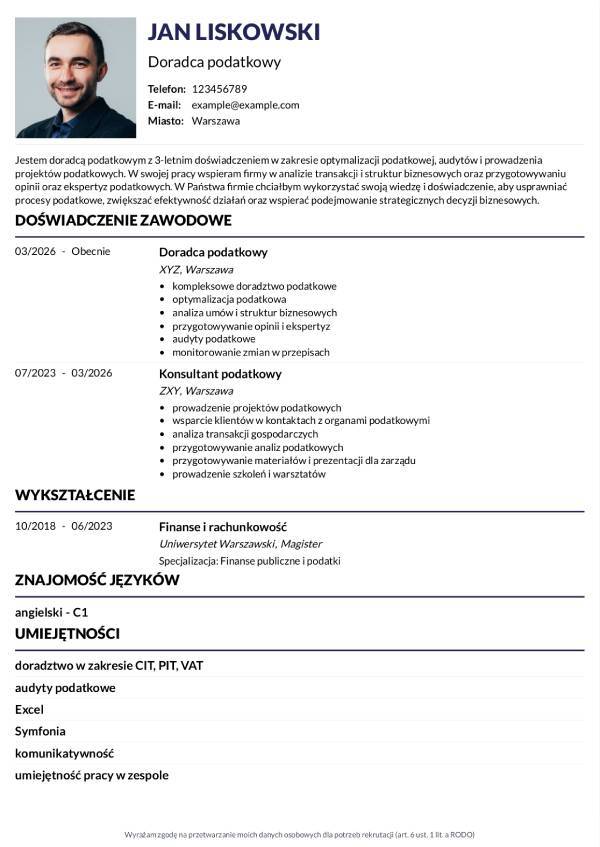 Standardowy druk do wypelnienia cv