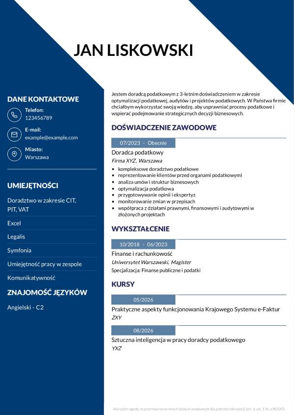 Szablon cv bez zdjecia