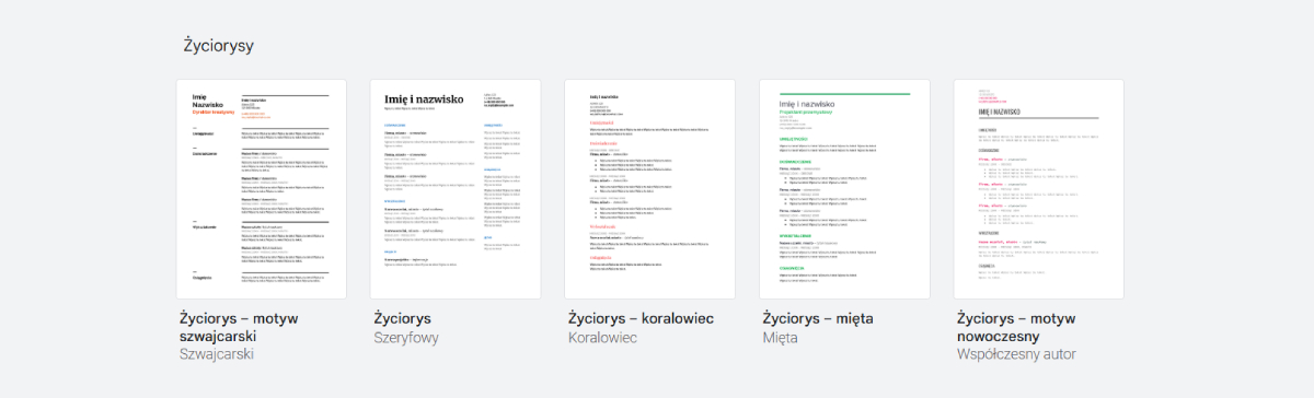 Szablony cv google