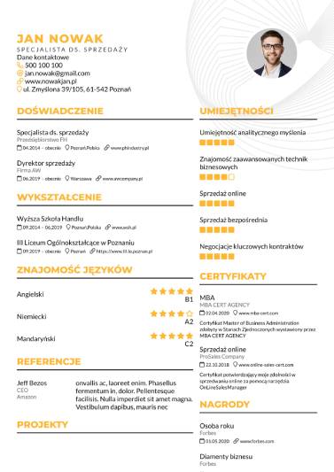 Kreatywne CV żółte