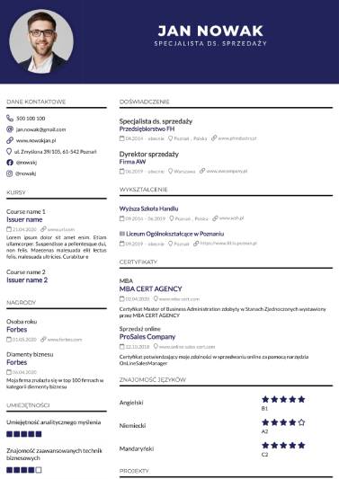 Uniwersalne CV granatowe