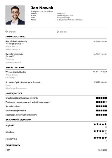 Standardowe CV czarne